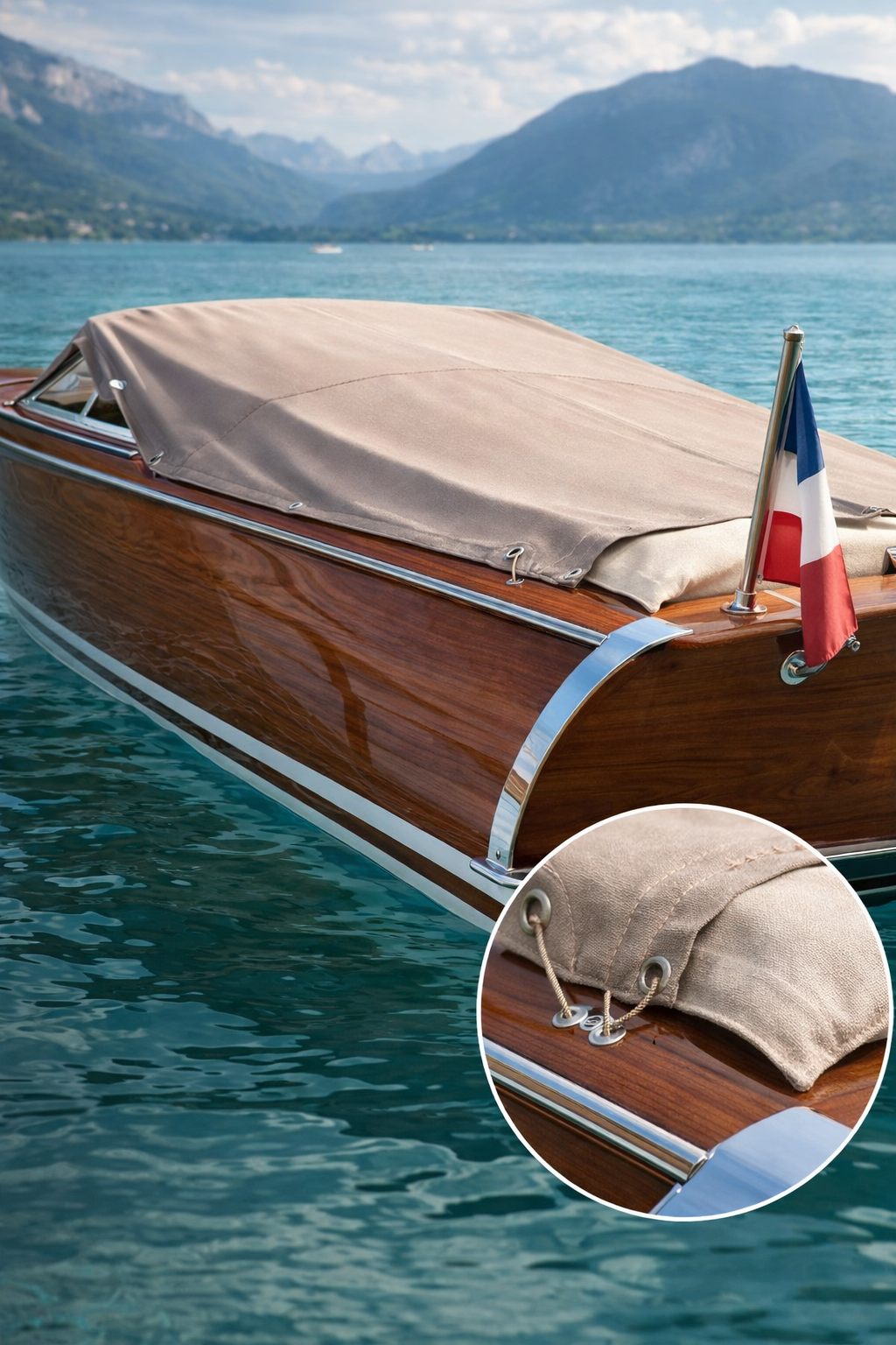 Bâche sur mesure pour bateau sur le lac d'Annecy